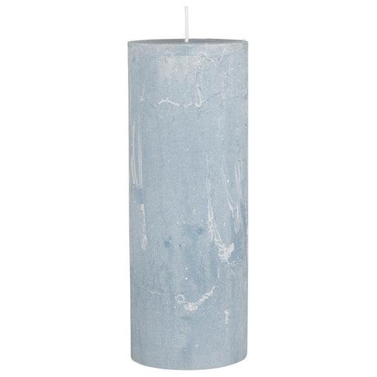 Rustikale Kerze – Staubblau, Ø 8 cm, H 18 cm